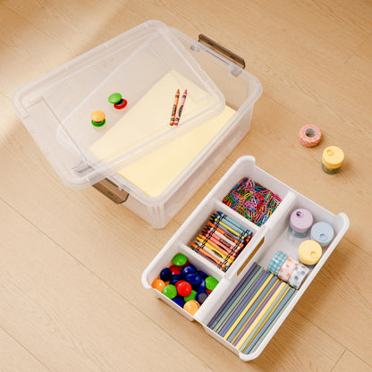 Citylife 17QT Clear Craft Organizers and Storage Box with Removable Tray