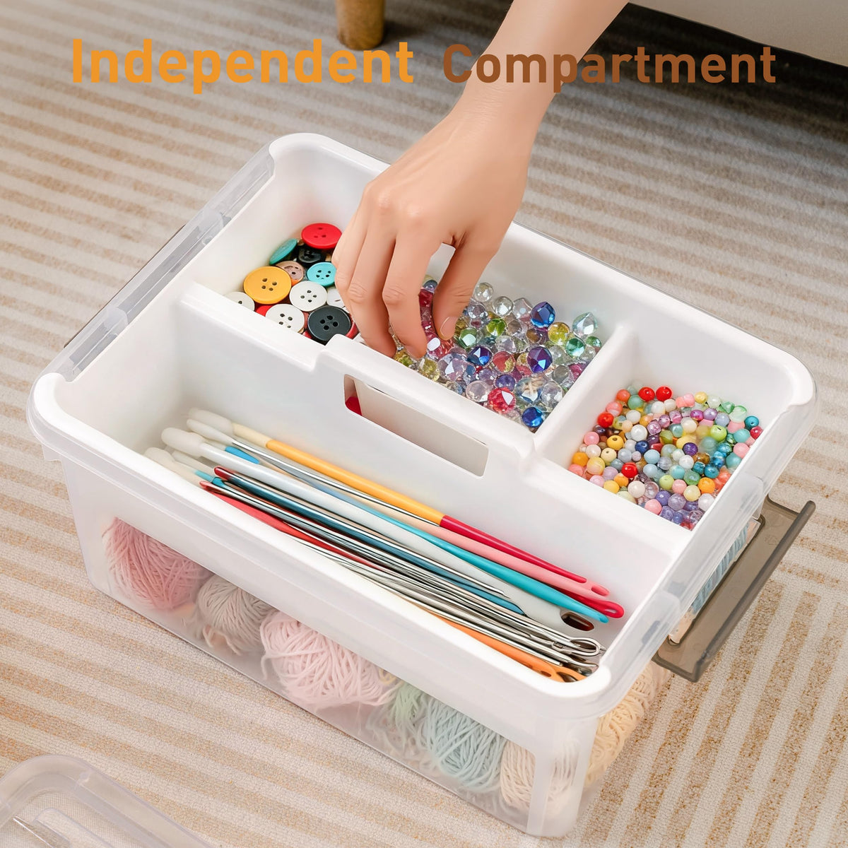 Citylife 17QT Clear Craft Organizers and Storage Box with Removable Tray