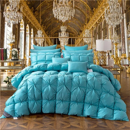 3D Luxury 100% Goose Down Duvet Quilted Quilt King Queen Full Size Comforter Winter Thick Blanket Solid Color