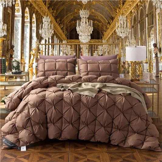 3D Luxury 100% Goose Down Duvet Quilted Quilt King Queen Full Size Comforter Winter Thick Blanket Solid Color