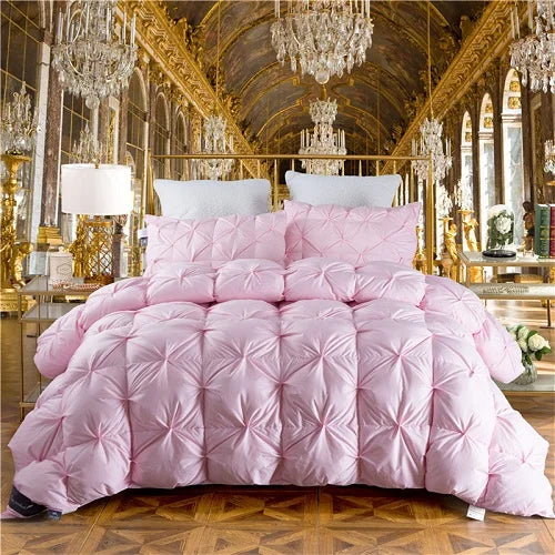 3D Luxury 100% Goose Down Duvet Quilted Quilt King Queen Full Size Comforter Winter Thick Blanket Solid Color