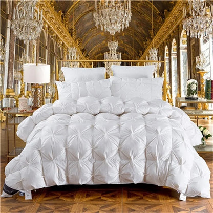 3D Luxury 100% Goose Down Duvet Quilted Quilt King Queen Full Size Comforter Winter Thick Blanket Solid Color