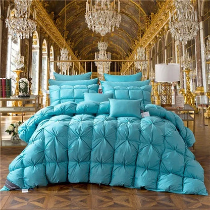 3D Luxury 100% Goose Down Duvet Quilted Quilt King Queen Full Size Comforter Winter Thick Blanket Solid Color