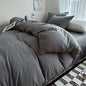 Bed Linen Solid Cotton Bedding Set with Sheet Duvet Cover Pillowcases Single Couple Bedsheet King Queen Double Twin Size