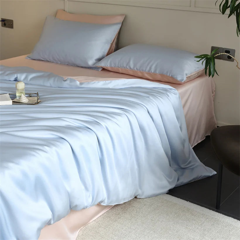 Mulberry Silk Bedding Set Luxury Natural 100% Silk Duvet Cover Set Bed Sheet Pillowcase Single Double Bedsheet King Queen Size