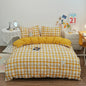 100% Cotton Duvet Cover Set,Bedding Set With Plaid Stripe,Skin Friendly Breathable,1 Duvet Cover,2 Pillowcase,Japan Simple Style