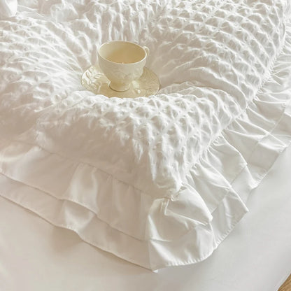 3pcs Korean lace Bedding set seersucker Duvet Cover Set (1*Duvet Cover + 2*Pillowcase, Without Core)for bedroom guest room