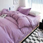 Bed Linen Solid Cotton Bedding Set with Sheet Duvet Cover Pillowcases Single Couple Bedsheet King Queen Double Twin Size