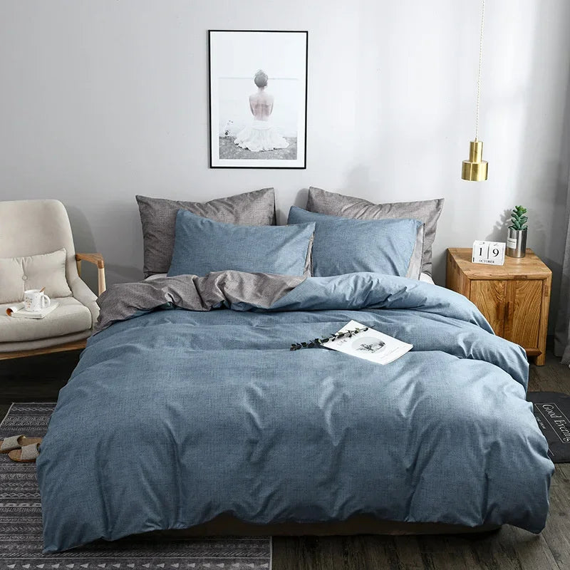 2/3pcs Solid Color Duvet Cover Set Super Soft Queen King Size Bedding Sets Single Double Bed Comforter Cover and Pillowcases