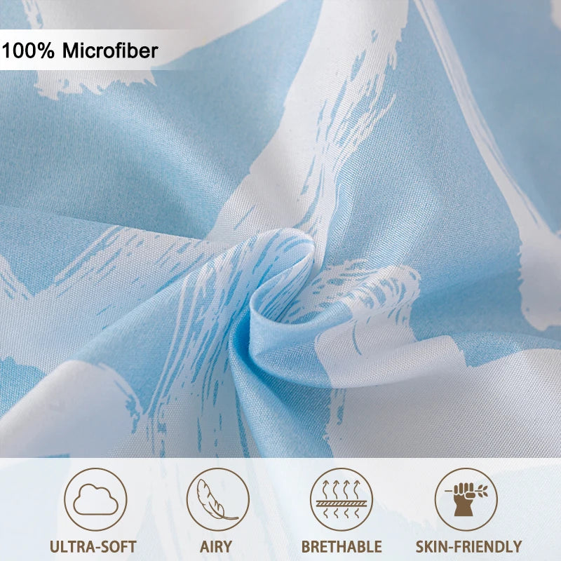 3pcs/set Heart Print Duvet Cover Set - Blue & Gray(1 Duvet Cover & 2 Pillowcase）Soft And Skin-Friendly Duvet Cover Bedding Set
