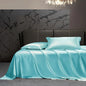 Solid 4pcs Silk Bedding Set with Duvet Cover Fitted/Flat Bed Sheet Pillowcase Bedspreads and Coverlets  Single Double Bedsheet