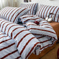 3pcs Simple Pink Striped Duvet Cover Set with 2 Pillowcases Soft Washed Cotton Bedding Set For Girls 150x200cm Bedroom Decor