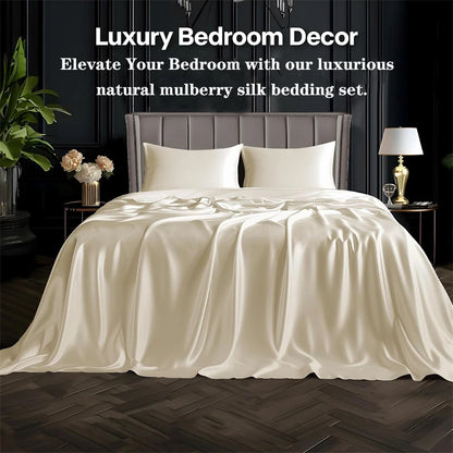 Mulberry Silk Bedding Set Luxury Natural 100% Silk Duvet Cover Set Bed Sheet Pillowcase Single Double Bedsheet King Queen Size