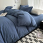 Bed Linen Solid Cotton Bedding Set with Sheet Duvet Cover Pillowcases Single Couple Bedsheet King Queen Double Twin Size
