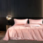 Solid 4pcs Silk Bedding Set with Duvet Cover Fitted/Flat Bed Sheet Pillowcase Bedspreads and Coverlets  Single Double Bedsheet