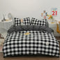 100% Cotton Duvet Cover Set,Bedding Set With Plaid Stripe,Skin Friendly Breathable,1 Duvet Cover,2 Pillowcase,Japan Simple Style