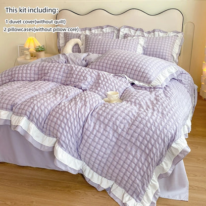 3pcs Korean lace Bedding set seersucker Duvet Cover Set (1*Duvet Cover + 2*Pillowcase, Without Core)for bedroom guest room