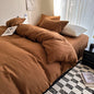 Bed Linen Solid Cotton Bedding Set with Sheet Duvet Cover Pillowcases Single Couple Bedsheet King Queen Double Twin Size